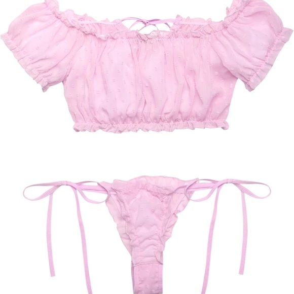 Pink Off-Shoulder Intimates Set - Picture 2 of 5